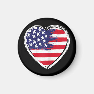 Heart US Flag 4. Juli Patriotic American Stars Magnet