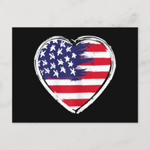 Heart US Flag 4. Juli Patriotic American Stars Postkarte