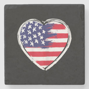 Heart US Flag 4. Juli Patriotic American Stars Steinuntersetzer