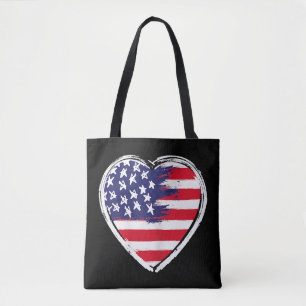 Heart US Flag 4. Juli Patriotic American Stars Tasche