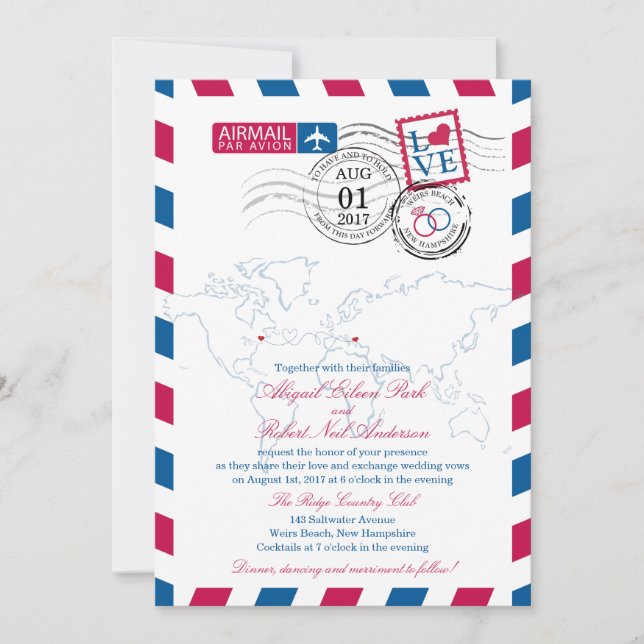 Heart USA und Mazedonien Wedding Einladung (Vorderseite)