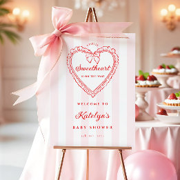 Heart Valentine Baby Shower Welcome Sign