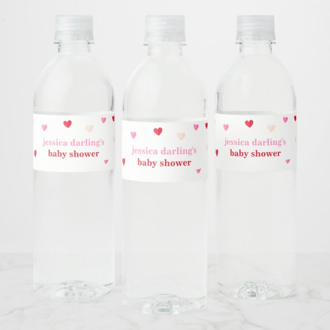 Heart Valentine Theme Baby Girl Dusche Red Pink (Flaschen)