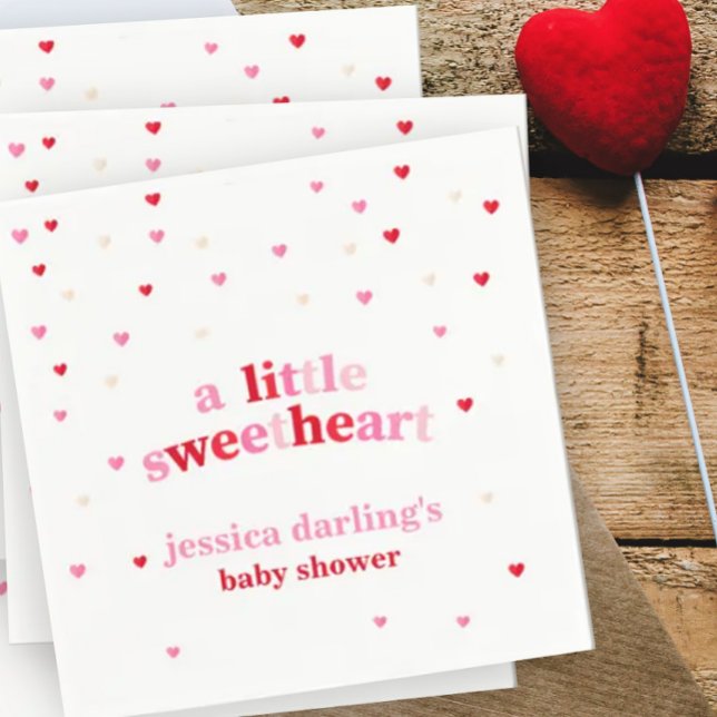 Heart Valentine Theme Baby Girl Dusche Red Pink Serviette (Von Creator hochgeladen)