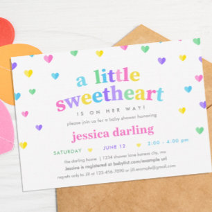 Heart Valentine Theme Baby Girl Showpastel Einladung