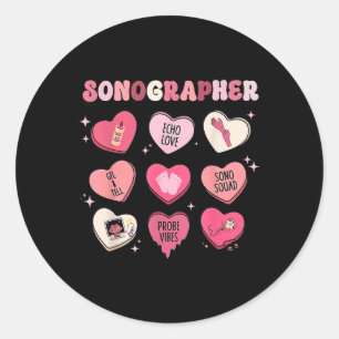 Heart Valentinstag Sonographin Ultrasound Techno Runder Aufkleber