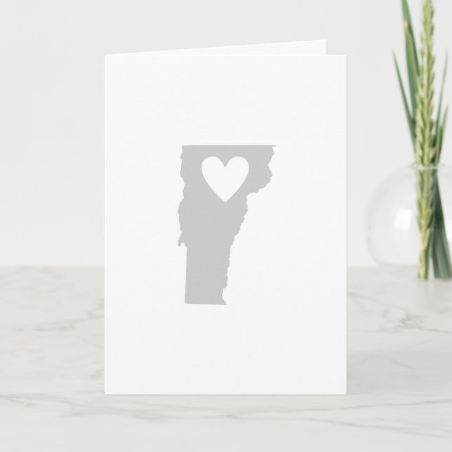 Heart Vermont Shape Gray Vermonter Liebe Adventure Karte (Vorderseite)