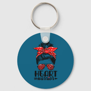 Heart Warrior Messy Bun Go Red - Herzkrankheit Awa Schlüsselanhänger