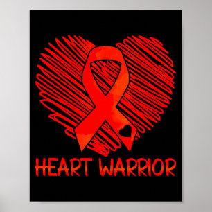 Heart Warrior Red Ribbon Herzkrankheit Bewusstsein Poster