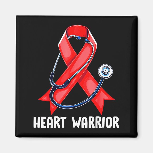 Heart Warrior Stethoscope Red Nurse Heart Disease  Magnet (Vorne)