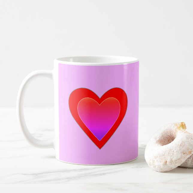 Heart Wedding Red Pink Lila Valentinstag Kaffeetasse (Mit Donut)