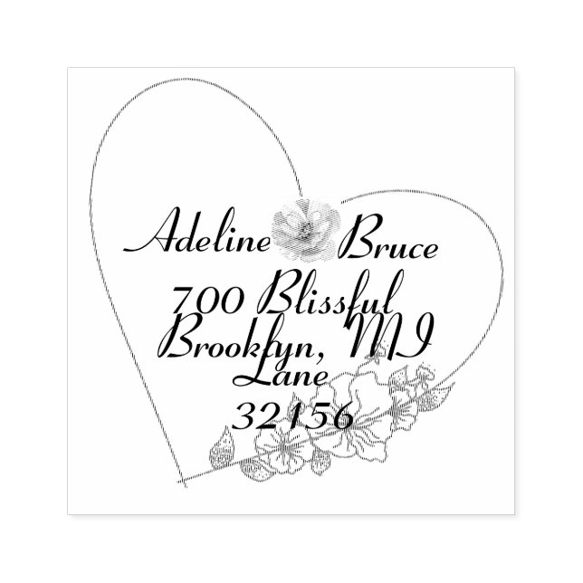 Heart Wedding Rücksendeadresse Rubber Briefmarke Gummistempel (Prägung)