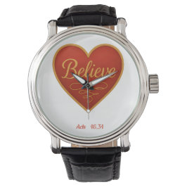 Heart with Believe in Gold Armbanduhr