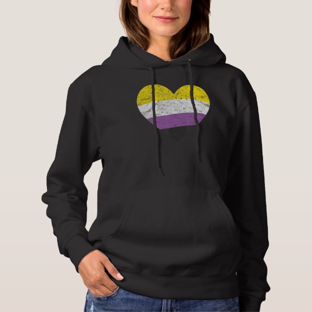 Heart with Non Binary Flag   Nonbinary Pride Month Hoodie (Vorderseite)