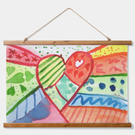 Heart with Pattern background Wandteppich Mit Holzrahmen