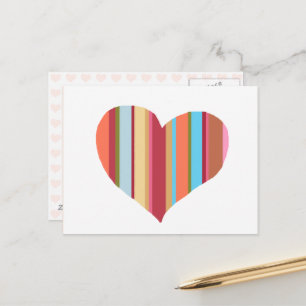 heart with vertical color-stripes postkarte