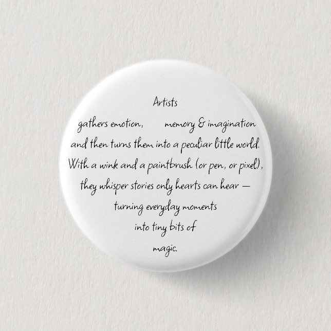 Heart Words Explaining and Artist Whimsical Art Button (Vorderseite)