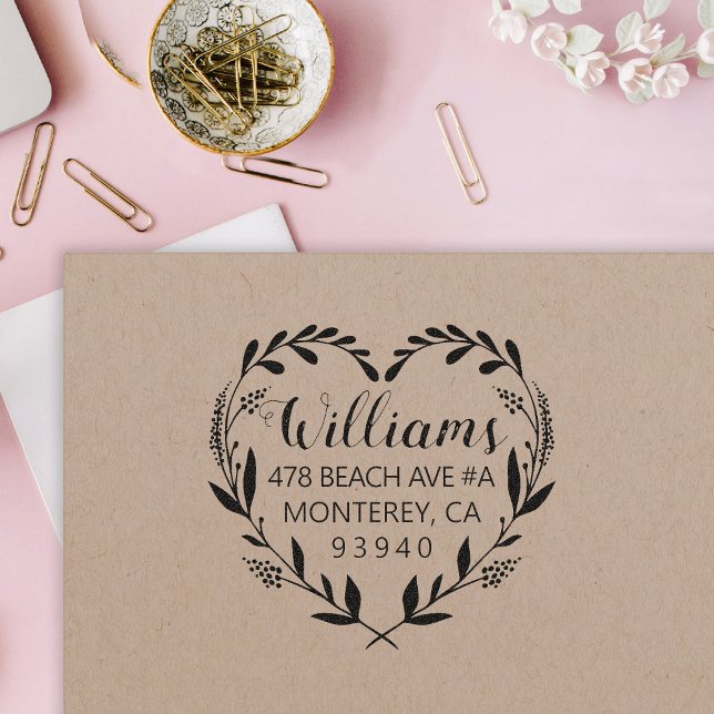 Heart Wreath Wedding Rücksendeadresse Permastempel (Von Creator hochgeladen)