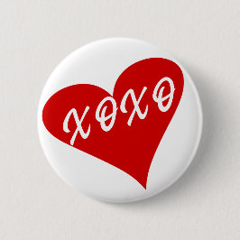 Heart XOXO Kisses Hugs Valentine's Day Button