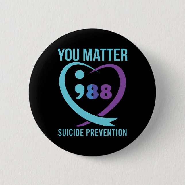 Heart You Problem 988 Suicide Prevention Awareness Button (Vorderseite)