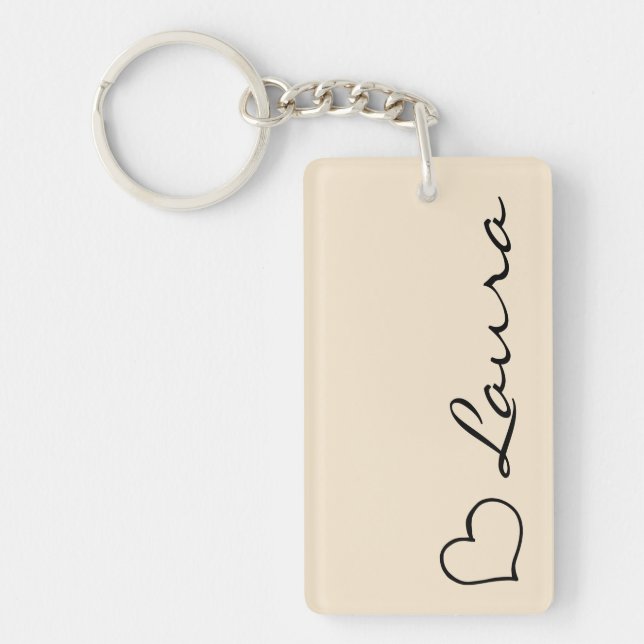 Heart Your Name Script Custom Gift Keychain Schlüsselanhänger (Vorderseite)
