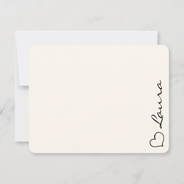 Heart Your Name Script Custom Gift Note Card Mitteilungskarte (Vorderseite)
