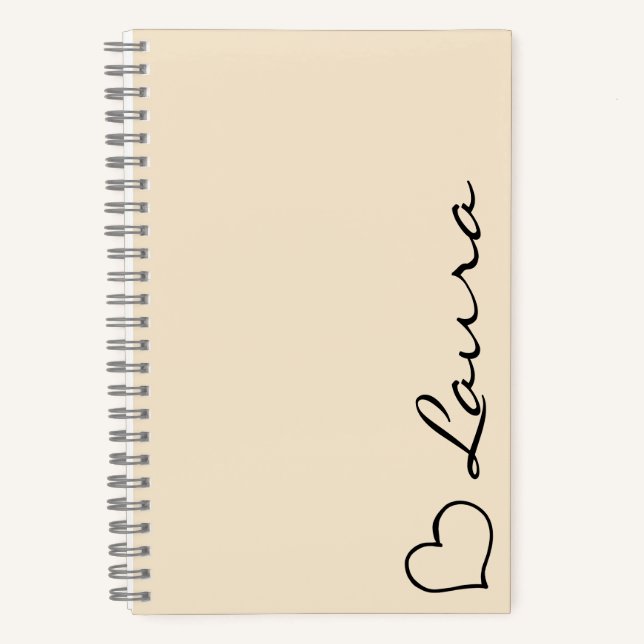 Heart Your Name Script Custom Gift Notebook Notizbuch (Vorderseite)