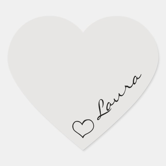 Heart Your Name Script Custom Gift Sticker (Vorderseite)