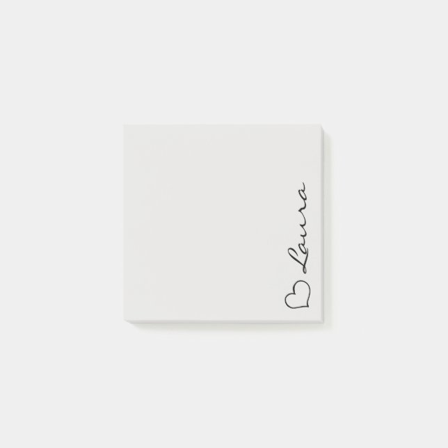 Heart Your Name Script Custom Gift Sticky Notes Post-it Klebezettel (Vorderseite)