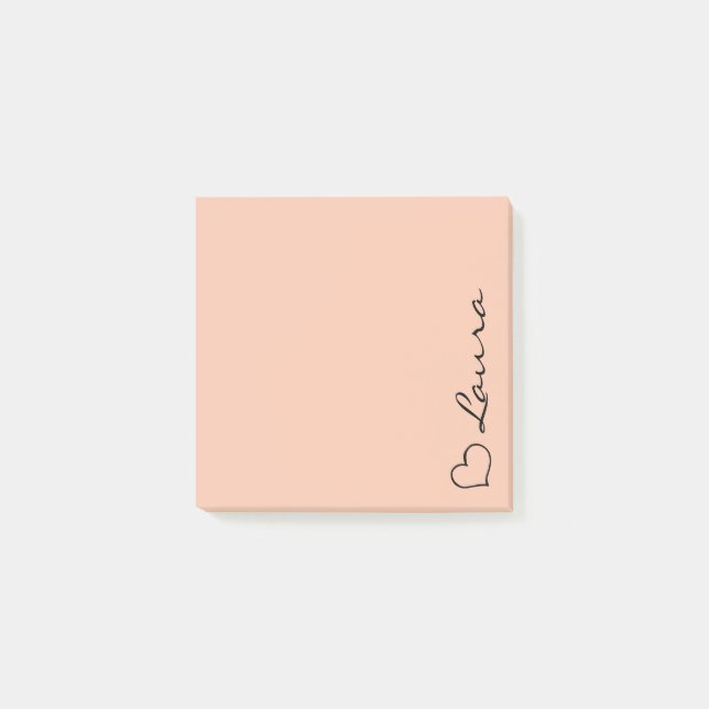 Heart Your Name Script Custom Gift Sticky Notes Post-it Klebezettel (Vorderseite)