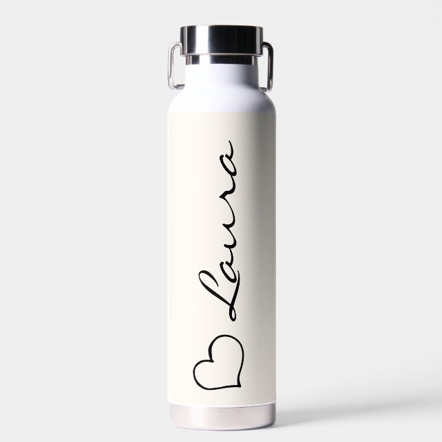 Heart Your Name Script Custom Gift Water Bottle Trinkflasche (Vorne)