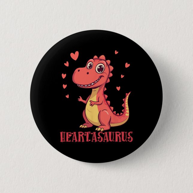 Heartasaurus Süßes Dinosaurier Valentins-Design  Button (Vorderseite)