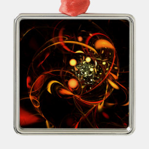 Heartbeat Abstract Art Square Ornament Aus Metall
