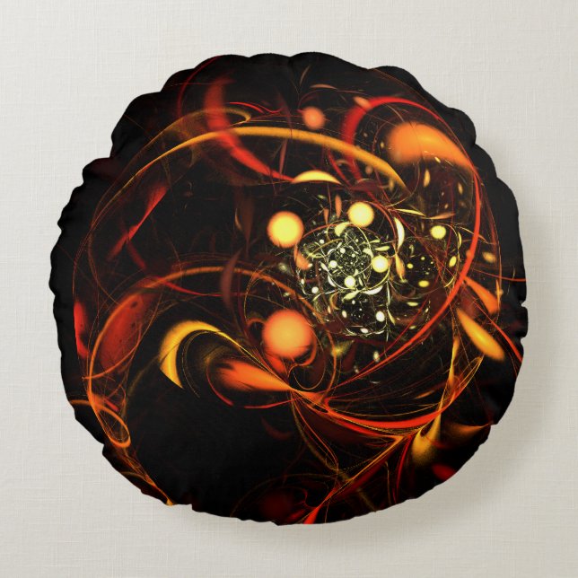 Heartbeat Abstrakt Art Round Pillow Rundes Kissen (Vorderseite)