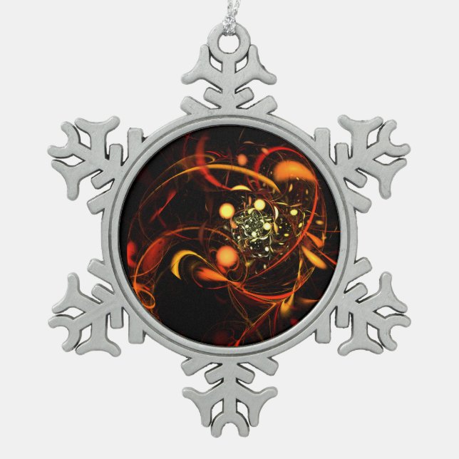 Heartbeat Abstrakt Art Schneeflocken Zinn-Ornament (Vorderseite)