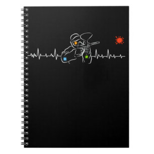 Heartbeat Airsoft Player Colorful Paintball Notizblock