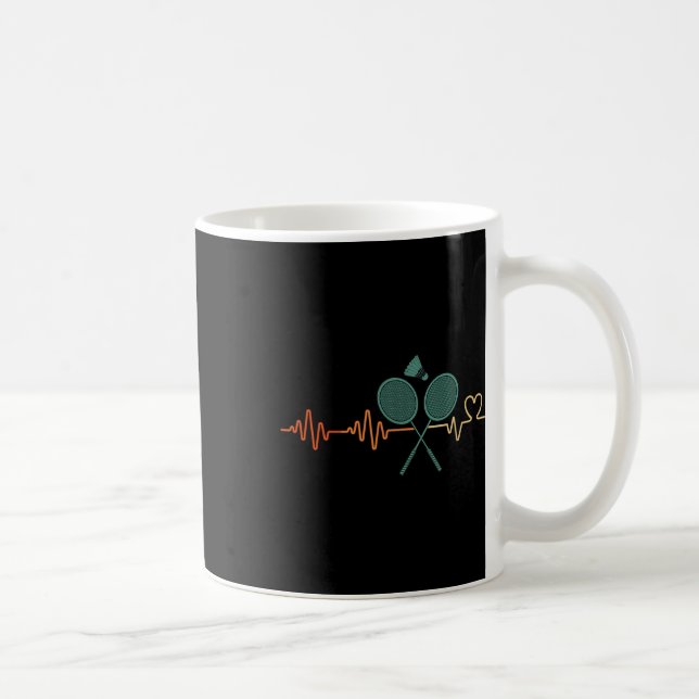 Heartbeat Badminton Shuttle Racket Retro Player Gi Kaffeetasse (Rechts)