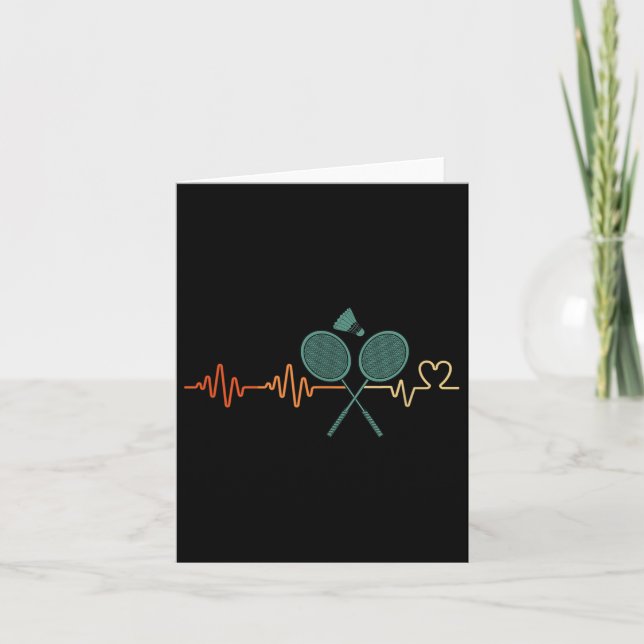 Heartbeat Badminton Shuttle Racket Retro Player Gi Karte (Vorderseite)
