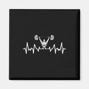 Heartbeat Barbell Bodybuilding Weightlift Gym W Magnet