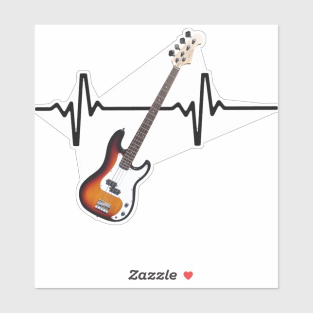 Heartbeat Bass Guitar Aufkleber (Blatt)