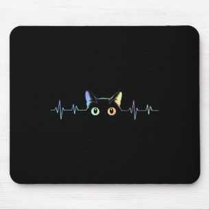 Heartbeat Cat Lover Tierische Silhouette Niedliche Mousepad
