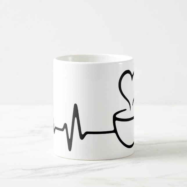 Heartbeat Coffee Line Art Design Kaffeetasse (Mittel)