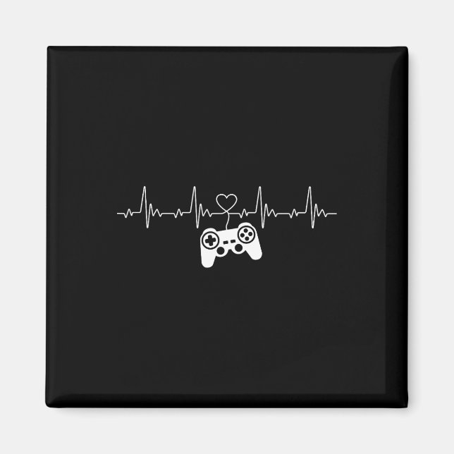Heartbeat Console Nerd Gaming Gadget Gamer  Magnet (Vorne)