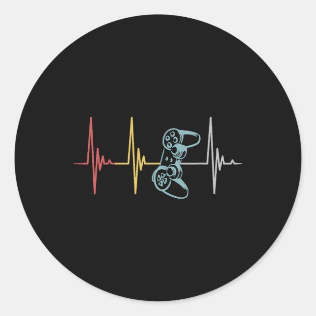 Heartbeat-Controller für Nerd-Multiplayer-Gaming Runder Aufkleber (Vorderseite)