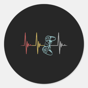Heartbeat-Controller für Nerd-Multiplayer-Gaming Runder Aufkleber