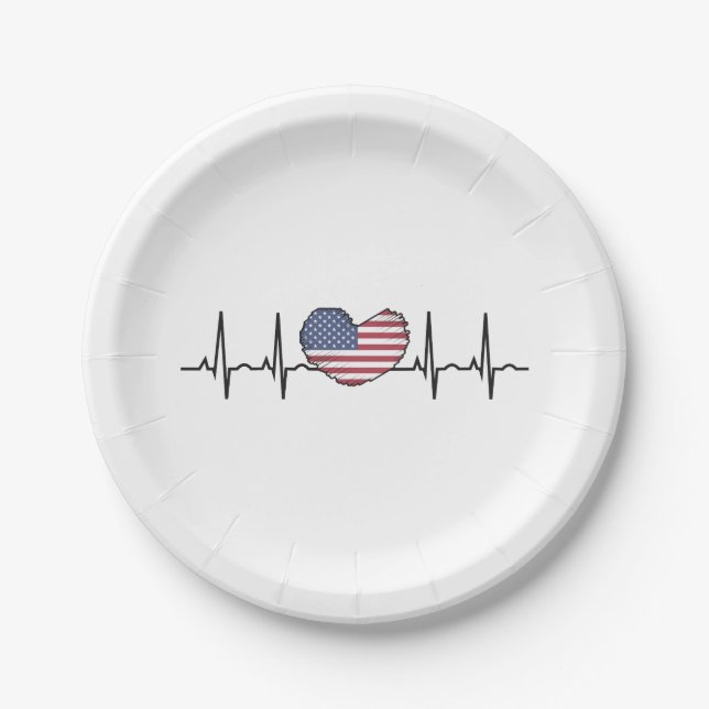Heartbeat ECG Electrocardiographie der USA Pappteller (Vorderseite)