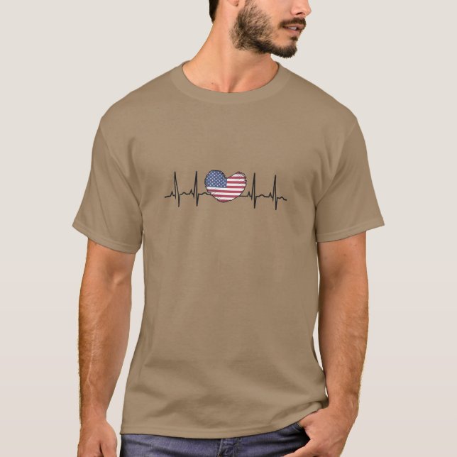 Heartbeat ECG Electrocardiographie der USA T-Shirt (Vorderseite)