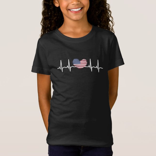 Heartbeat ECG Electrocardiographie der USA T-Shirt (Vorderseite)