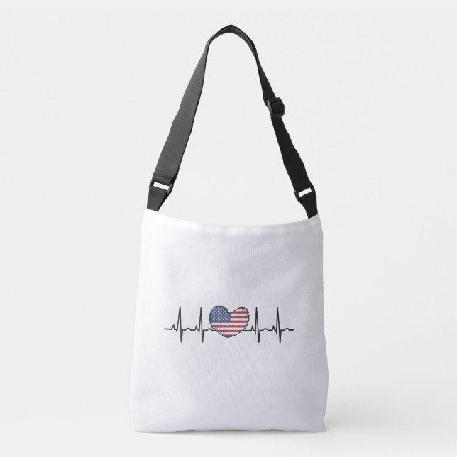 Heartbeat ECG Electrocardiographie der USA Tragetaschen Mit Langen Trägern (Vorderseite)