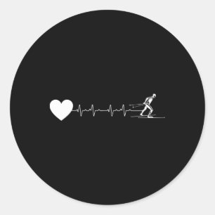 Heartbeat Ekg Biathlon Ski Shooting Runder Aufkleber